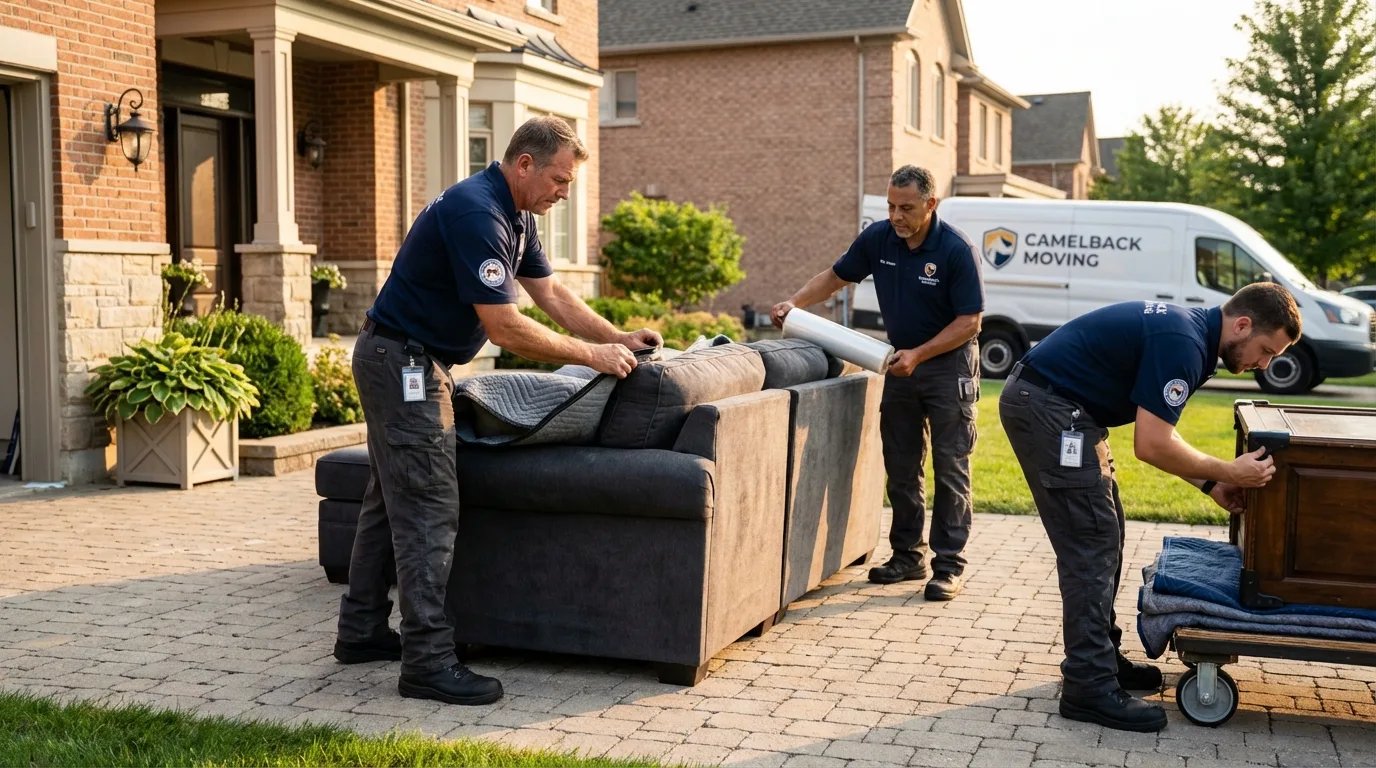 Large estate moving crew wrapping furniture in Sycamore, IL