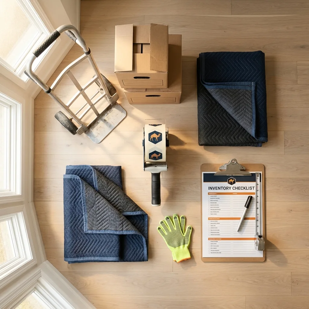Professional moving supplies and packing materials layout for Sycamore residential relocations